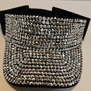(NWT) Black Rhinestone Embellished Cap